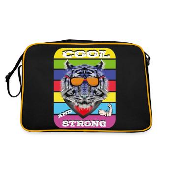 Tiger with glasses Cool and Strong - Retro Bag - black/gold - Back