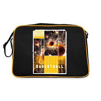 Basketball Basketballer Dunking Sport Vintage - Retro Tasche - Schwarz/Gold - Hinten