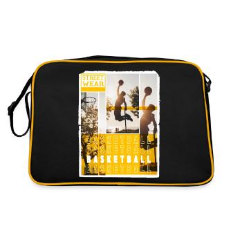 Basketball Basketballspieler Dunking Sport Spieler - Retro Tasche - Schwarz/Gold - Hinten