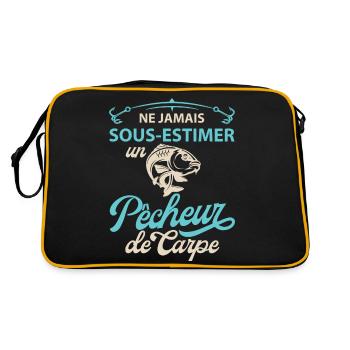 Ne jamais sous estimer pêcheur carpe. Drôles - Sac Retro - noir/or - Dos