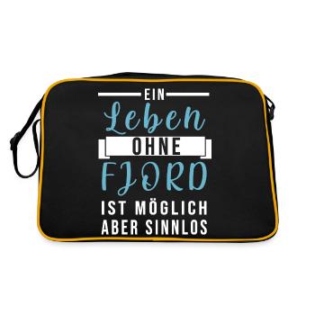Leben ohne Fjord möglich - Retro Tasche - Schwarz/Gold - Hinten