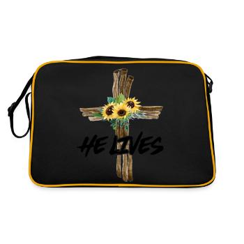 He Lives - Retro Tasche - Schwarz/Gold - Hinten