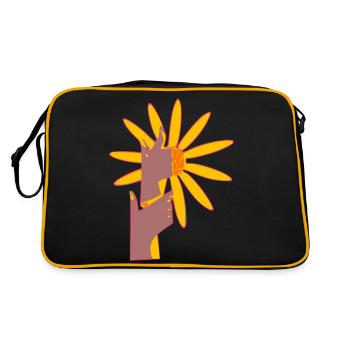 Blumige Hände - Retro Tasche - Schwarz/Gold - Hinten