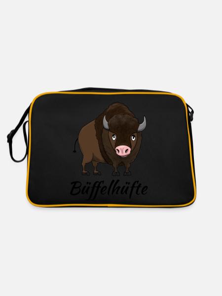 Büffelhüfte - Retro Tasche - Schwarz/Gold - Hinten