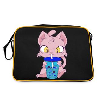 Cat with Fishbubble Tea - Retro Bag - black/gold - Back