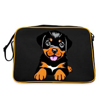 Chiot Chiens Rottweiler Chien Rottweiler Chiot - Sac Retro - noir/or - Dos
