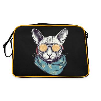 Chat lunettes jaunes - Sac Retro - noir/or - Dos