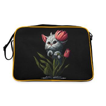 Chat extraterrestre fleur - Sac Retro - noir/or - Dos