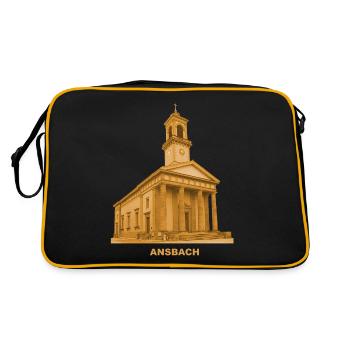 Ansbach St. Ludwig Kirche Mittelfranken Bayern - Retro Tasche - Schwarz/Gold - Hinten