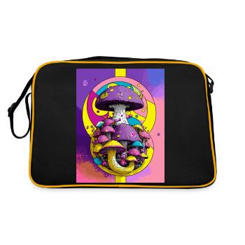Mystic Moonlight Mushroom - Retro Bag - black/gold - Back