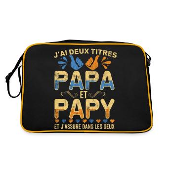 J'ai deux titres Papa et Papy Fête Des Pères Papy - Sac Retro - noir/or - Dos