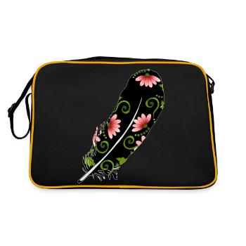 Feder - Retro Tasche - Schwarz/Gold - Hinten