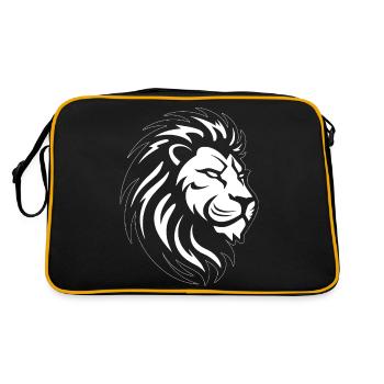 Löwe Löwenkopf Raubtier - Retro Tasche - Schwarz/Gold - Hinten