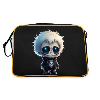 Little cool Skeleton - Retro Tasche - Schwarz/Gold - Hinten