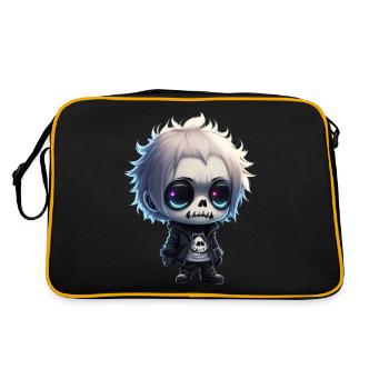 Little cool Skeleton - Retro Tasche - Schwarz/Gold - Hinten