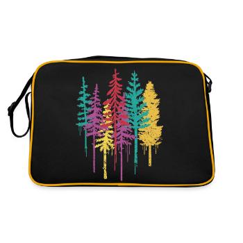 Pine Forest Nature Colorful Trees - Retro Bag - black/gold - Back