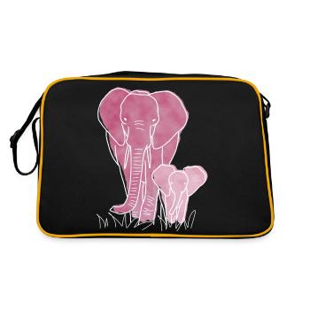 "Elephant", Boho Line Art Design, Series "Big 5" - Retro Bag - black/gold - Back