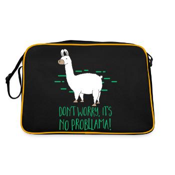 No Probllama - Retro Tasche - Schwarz/Gold - Hinten