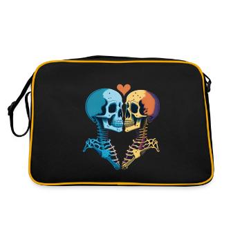Kissing romantic skeletons - Retro Bag - black/gold - Back