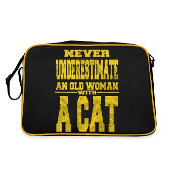 being a grandma quote cat angry grandma family - Retro Tasche - Schwarz/Gold - Hinten