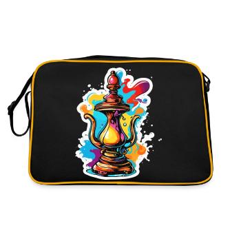 Wunderlampe / Wünsche /Orient / Wunder / Genie - Retro Tasche - Schwarz/Gold - Hinten