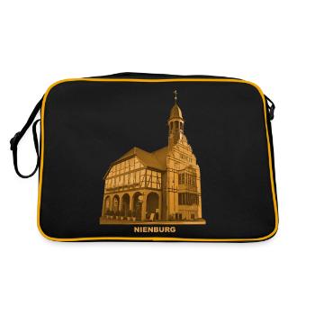 Nienburg Town Hall Weser Lower Saxony - Retro Bag - black/gold - Back