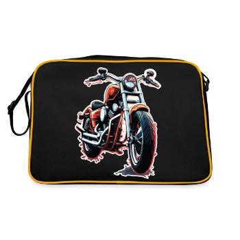 Biker / Motorrad Fahrer / Biker / Zweirad / Cross - Retro Tasche - Schwarz/Gold - Hinten
