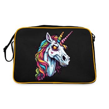 Einhorn / Fabelwesen / Märchen / Magie / Glitzer - Retro Tasche - Schwarz/Gold - Hinten