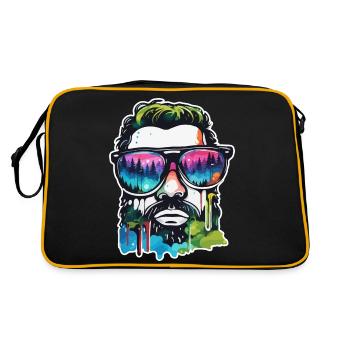 Sunglasses / Man / Forest / Portrait / Guy - Retro Bag - black/gold - Back