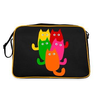 Colorful bunch of cats - Retro Bag - black/gold - Back