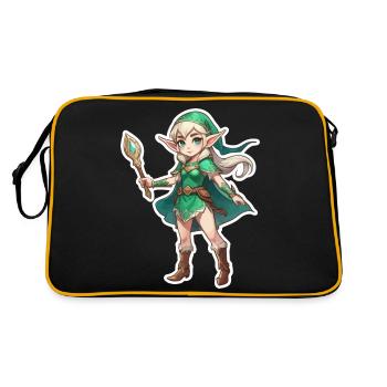 Elf Fantasy Illustration - Retro Bag - black/gold - Back