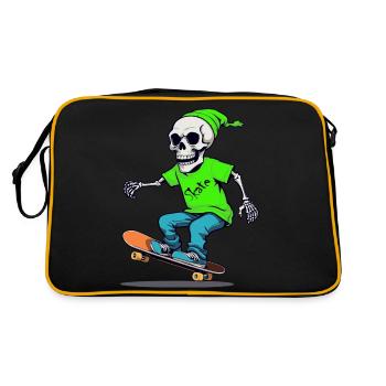 Skate Skelett Skaten Skateboard - Retro Tasche - Schwarz/Gold - Hinten