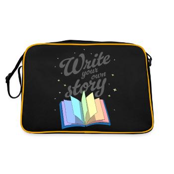 Schreiben Sie Ihre eigene Geschichte - Retro Tasche - Schwarz/Gold - Hinten