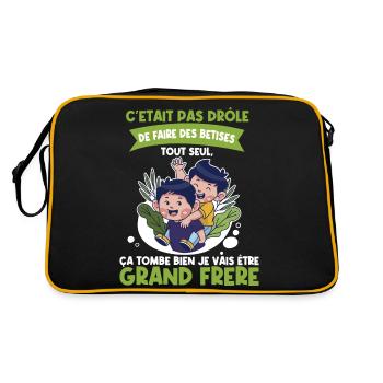 Big Brother Child on a Mission - Pregnancy Announcement - Retro Bag - black/gold - Back