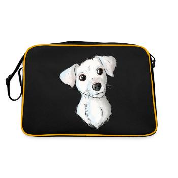Jack Russell Pattern 2 - Retro Tasche - Schwarz/Gold - Hinten