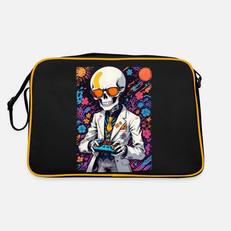 Retro Gamer Skeleton with Controller Console Games Retro Bag