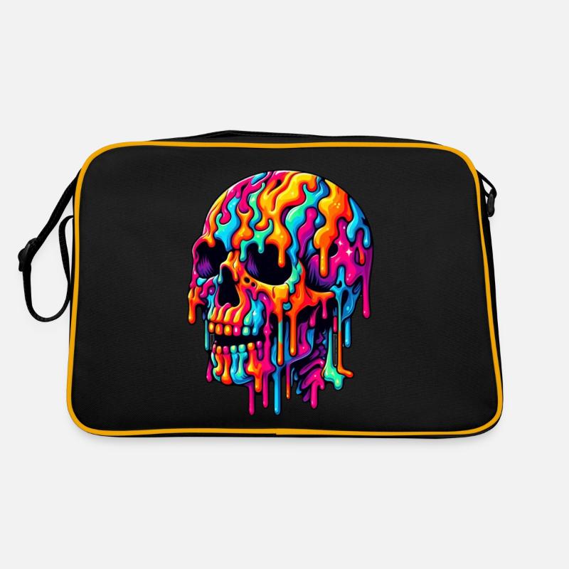 Lebendiger psychedelischer Schädel Retro Tasche