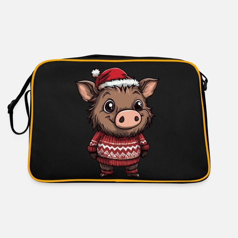 Schwein Weihnachten Wildschwein Retro Tasche