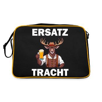 Lederhose Hirsch Tracht Bayrisch Trachten Ersatz - Retro Tasche - Schwarz/Gold - Hinten