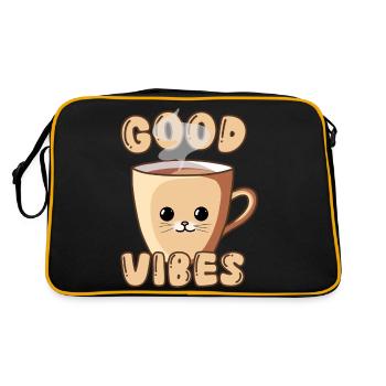 Cute Cat Cup - Retro Tasche - Schwarz/Gold - Hinten