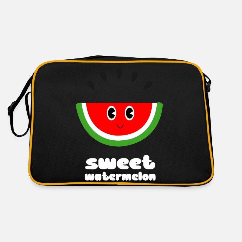 Süße Wassermelone - Retro Tasche - Schwarz/Gold