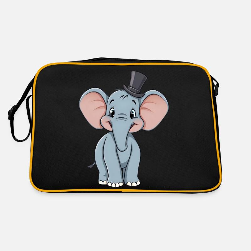 Entzückender blauer Comic-Elefant mit Hut Retro Tasche