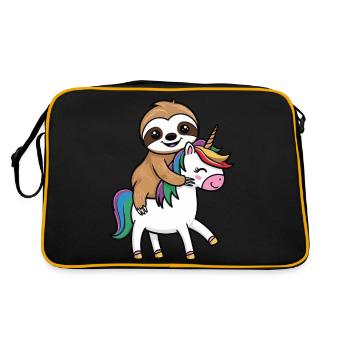 Lazy Sloth Rides Unicorn - Funny Desi - Retro Bag - black/gold - Back