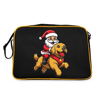 Golden Retriever Hund Weihnachtsmann Cartoon Lusti - Retro Tasche - Schwarz/Gold - Hinten