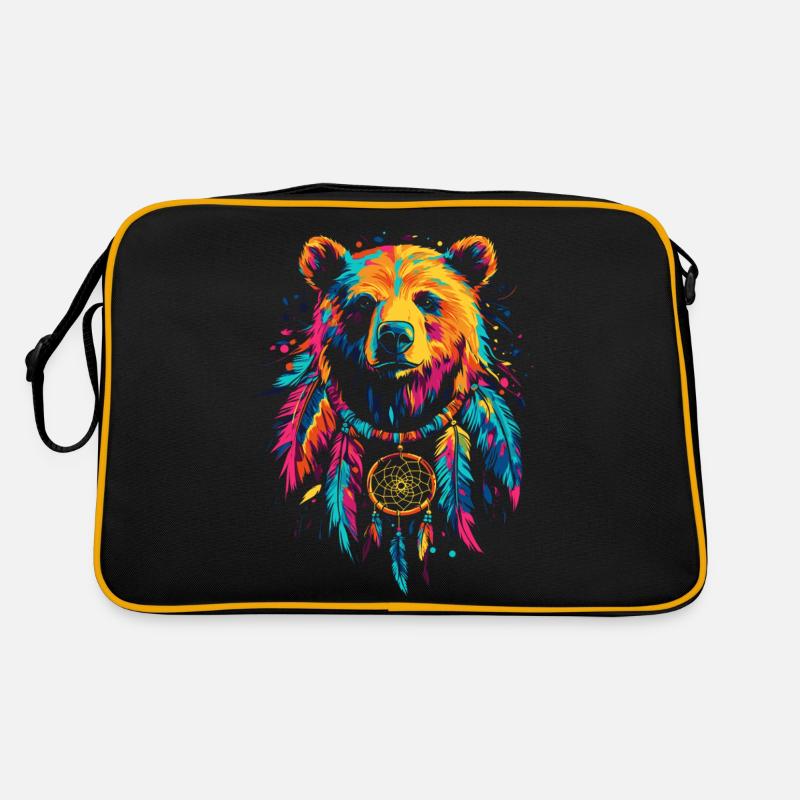 Bär mit Traumfänger Retro Tasche