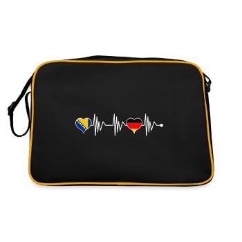 Bosnie Allemagne Drapeau Coeur Blason Battement de coeur - Sac Retro - noir/or - Dos