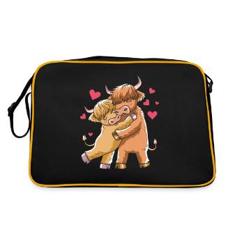 Scottish Highland Beef Highland Cow Gift - Retro Bag - black/gold - Back