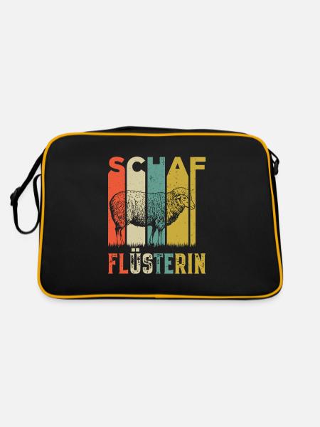 Schaf Flüsterin Landwirtin Schäfer Flüsterer - Retro Tasche - Schwarz/Gold