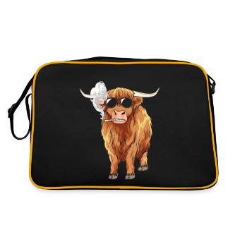 Hochlandrind Highland Kuh Stay High Weed Cannabis - Retro Bag - black/gold - Back