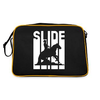 Sliding Stop Westernreiten Reining Geschenk - Retro Tasche - Schwarz/Gold - Hinten